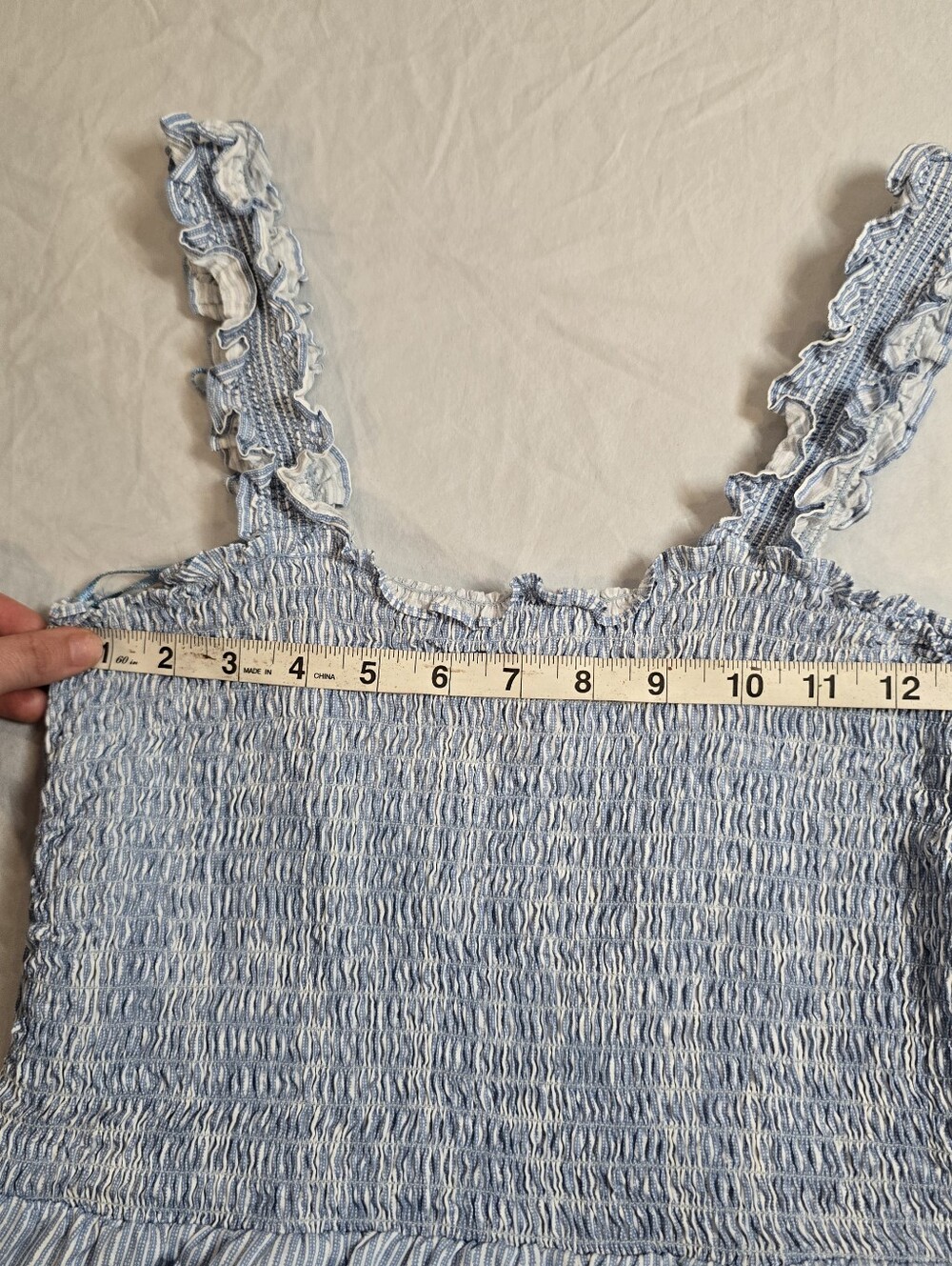MSK  Dress Womens Large Blue  Long Cotton Tiered Summer Smocked Maxi - Picture 10 of 11
